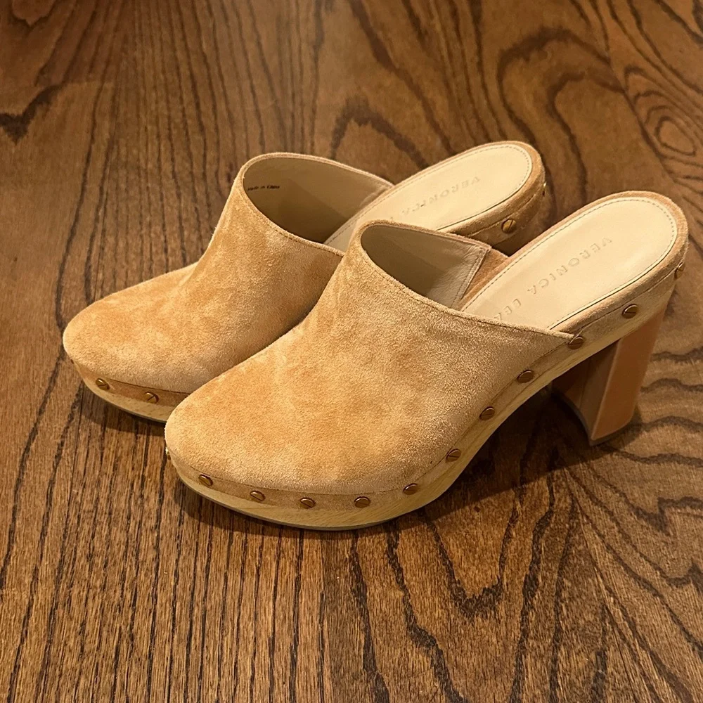 Veronica Beard Camel Suede Mules - Picture 3 of 5